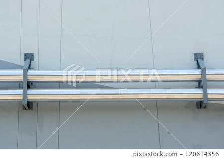 Industry piping installation. Large air conditioner  ventilation ducts 120614356