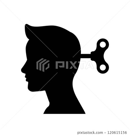 Vector of man head with windup key 120615156