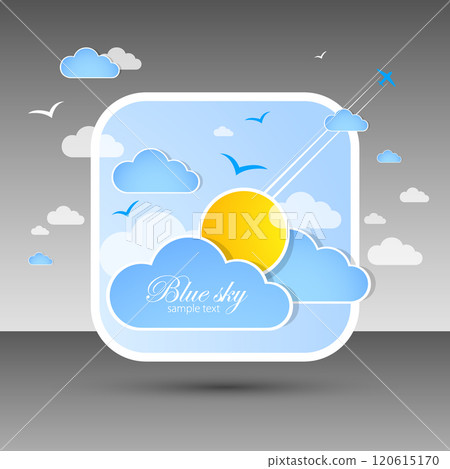 Blue sky with clouds. Vector nature background. Hand drawn. Blue sky with clouds. Vector nature background. Hand drawn. 120615170