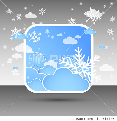 Abstract blue Winter square background with snowflakes. Vector illustration. 120615176
