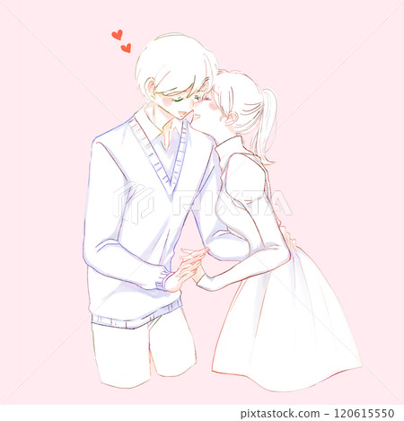 Lovey-dovey men and women line drawing Lovey-dovey men and women line drawing 120615550