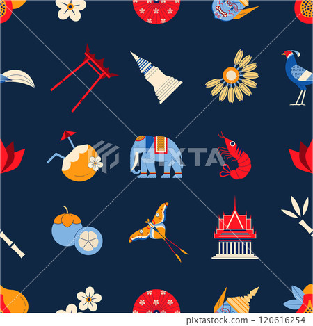 Travel to Asia and Thailand Colorful Pattern 120616254