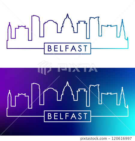 Belfast skyline. Colorful linear style 120616997