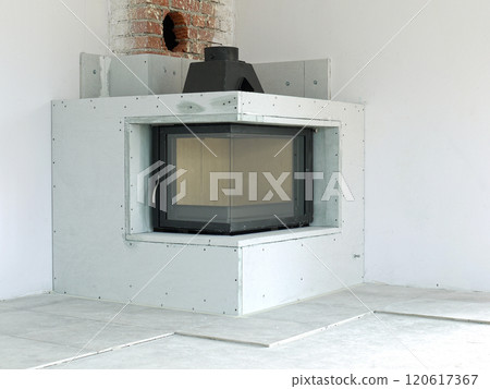 Fireplace under construction 120617367