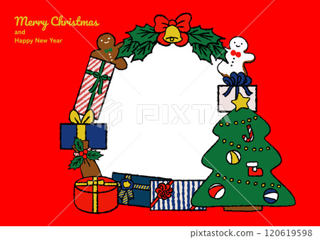 Gift frame Christmas card illustration 120619598