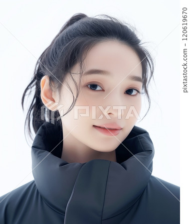 穿著羽絨外套的美女“AI生成圖像” 120619670