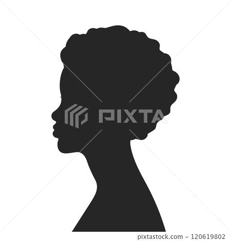 African woman with short curly hair abstract profile silhouette. Vector illustration 120619802