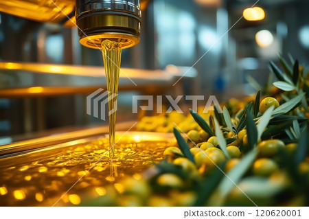 Olive oil extraction process in a modern facility during daylight 120620001