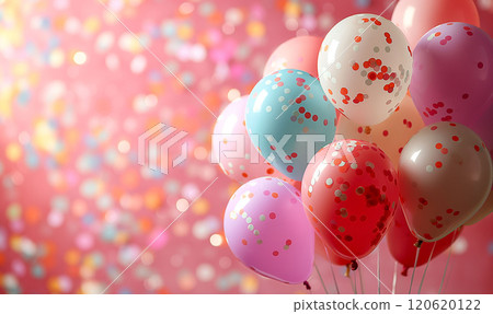 Colorful Balloons on a Shiny Pink Bokeh Background Celebration 120620122