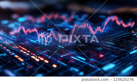 Digital financial data visualization with vibrant graphs and charts 120620276