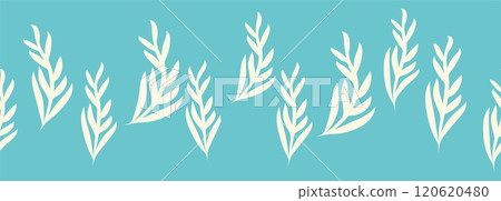 Decorative seamless vintage pattern in classic style with flowers and branches. Silhouettes of flowers, Two-color horizontal ornament in pastel colors, border Decorative seamless vintage pattern in classic style with flowers and branches. Silhouettes of flowers, Two-color horizontal ornament in pastel colors, border 120620480