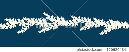 Decorative seamless vintage pattern in classic style with flowers and branches. Silhouettes of flowers, Two-color horizontal ornament in pastel colors, border 120620484
