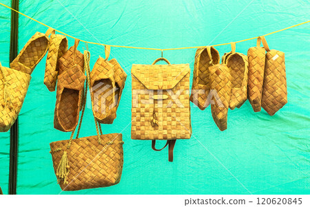 Bast shoes and other items hand-made from birch bark Bast shoes and other items hand-made from birch bark 120620845