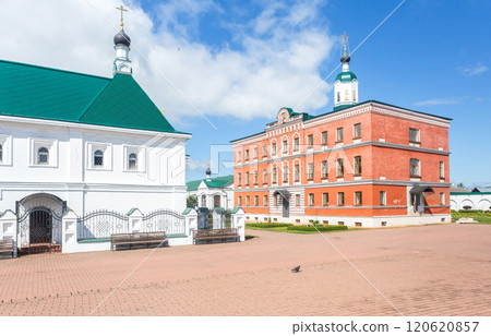 Spaso-Preobrazhensky Monastery in the city of Murom. The Fraternal corps and church of the chersonese holy martyrs, Vladimir region, Russia Spaso-Preobrazhensky Monastery in the city of Murom. The Fraternal corps and church of the chersonese holy martyrs, Vladimir region, Russia 120620857