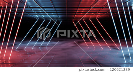 Futuristic Neon Light Room 120621289