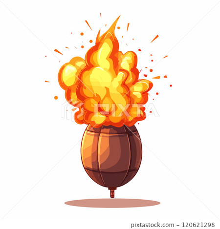 Explosive Cartoon Bomb with Bright Flames Illustration 120621298