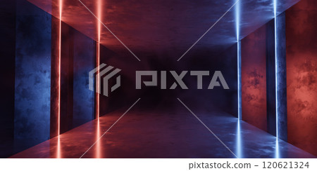 Futuristic Abstract Interior with Glowing Lights 120621324