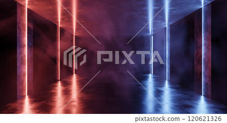 Futuristic Abstract Interior with Glowing Lights Futuristic Abstract Interior with Glowing Lights 120621326