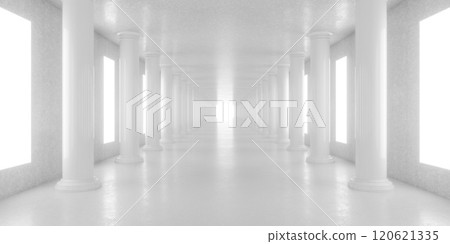 Ethereal White Corridor with Columns 120621335