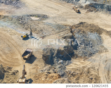 Aerial view of industrial sand and gravel quarry site In San Diego, USA 120621435