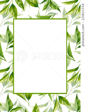 Green tea leaves frame. Floral background 120621558