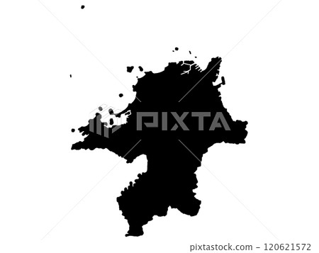 A slightly loose silhouette of Fukuoka Prefecture Kyushu Region A slightly loose silhouette of Fukuoka Prefecture Kyushu Region 120621572