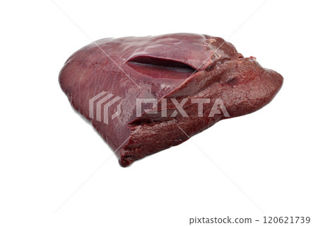 A piece of pork liver ready for cooking. 120621739