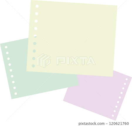 Simple perforated notepad frames in yellow, yellow-green and pink Simple perforated notepad frames in yellow, yellow-green and pink 120621760