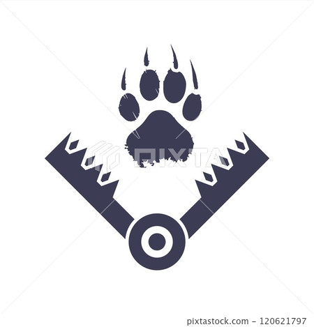 Black icon animal trap. Black icon animal trap. 120621797
