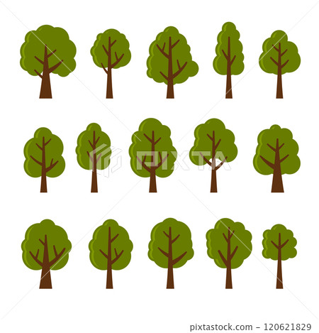 Green Leaf Trees Set on White Background. Vector Green Leaf Trees Set on White Background. Vector 120621829