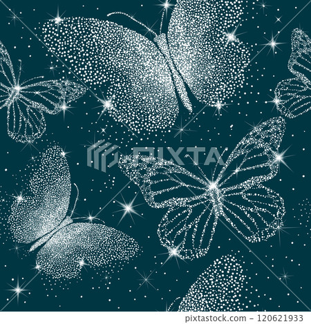 Butterflies from dots snowy. Christmas seamless background with snow stars butterflies. Creative art, modern abstract concept, hand drawing, hand drawing . Not AI. Vector illustration Butterflies from dots snowy. Christmas seamless background with snow stars butterflies. Creative art, modern abstract concept, hand drawing, hand drawing . Not AI. Vector illustration 120621933