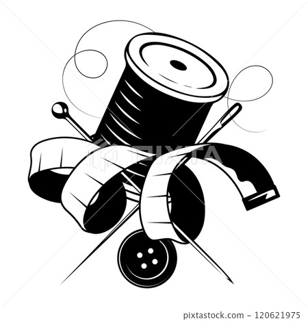 Spool of thread, sewing meter and needle and thread 120621975