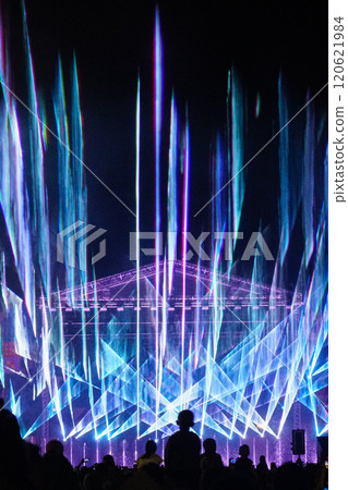 Spectacular outdoor laser show performance at the city festival Spectacular outdoor laser show performance at the city festival 120621984