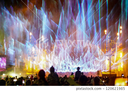 Spectacular outdoor laser show performance at the city festival Spectacular outdoor laser show performance at the city festival 120621985