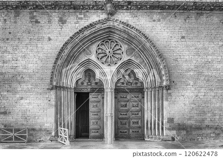Main portal of the Basilica of Saint Francis, Assisi, Italy 120622478