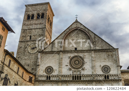 Exterior view of the medieval Cathedral of Assisi, Italy Exterior view of the medieval Cathedral of Assisi, Italy 120622484
