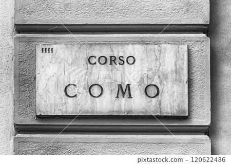Street sign for Corso Como, iconic street in Milan, Italy 120622486
