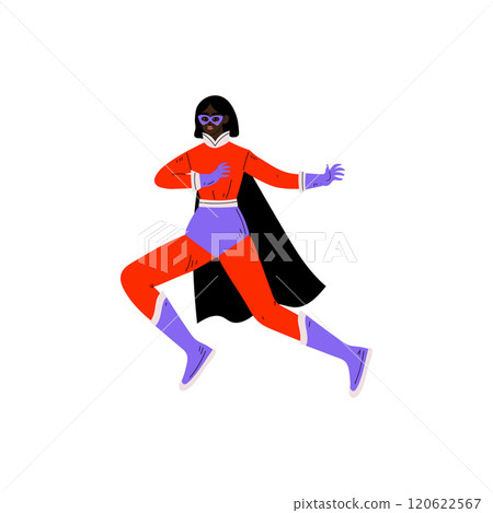 Young Woman in Bright Superhero Costume and Mask, Super Girl Character Vector Illustration Young Woman in Bright Superhero Costume and Mask, Super Girl Character Vector Illustration 120622567