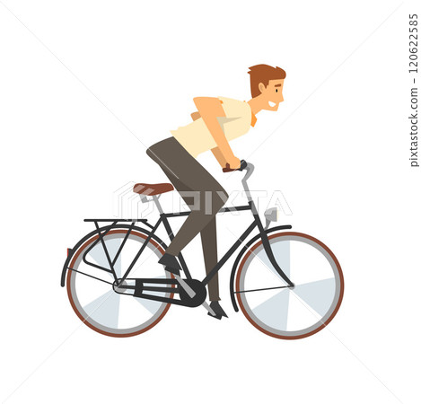Man Riding Bike Fast, Male Cyclist Character on Bicycle Vector Illustration Man Riding Bike Fast, Male Cyclist Character on Bicycle Vector Illustration 120622585