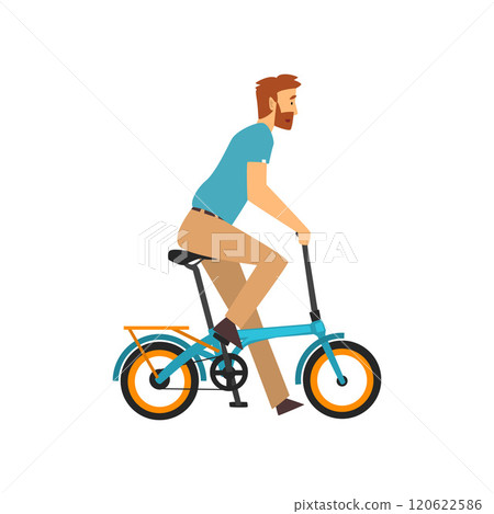 Bearded Man Riding Bike, Cyclist Character on Bicycle Vector Illustration Bearded Man Riding Bike, Cyclist Character on Bicycle Vector Illustration 120622586