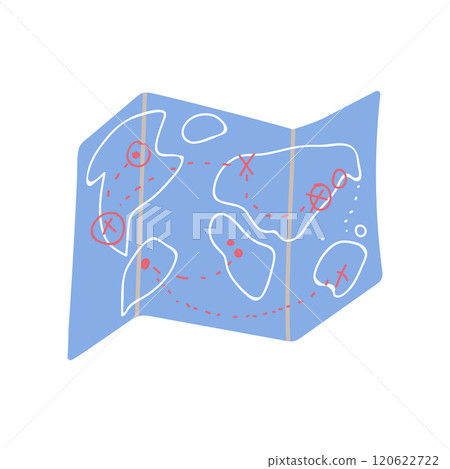 Travel Paper Map, Journey Route, Summer Travel Sign Symbol Vector Illustration 120622722
