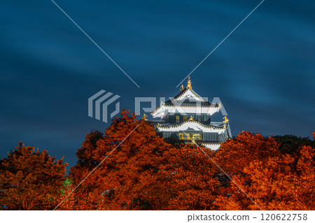 Beautiful autumn night scenery in Okayama city, Okayama prefecture, Japan 120622758