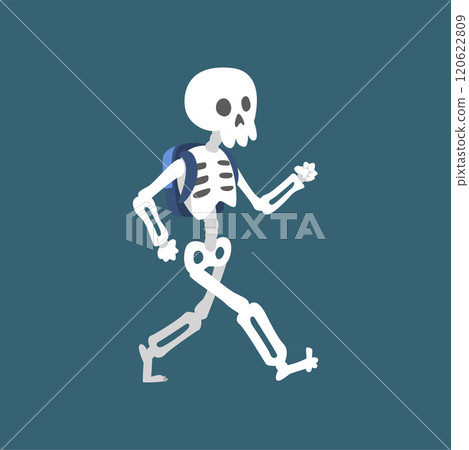 Human Skeleton Walking, Funny Dead Man Cartoon Character Vector Illustration 120622809