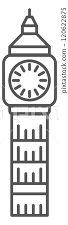Big ben tower line icon. British landmark symbol Big ben tower line icon. British landmark symbol 120622875