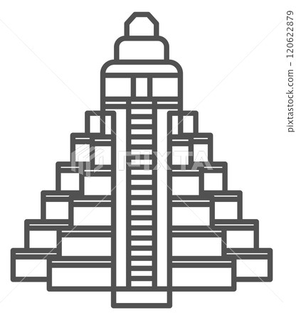 Mayan pyramid line icon. Mexican tourism symbol Mayan pyramid line icon. Mexican tourism symbol 120622879