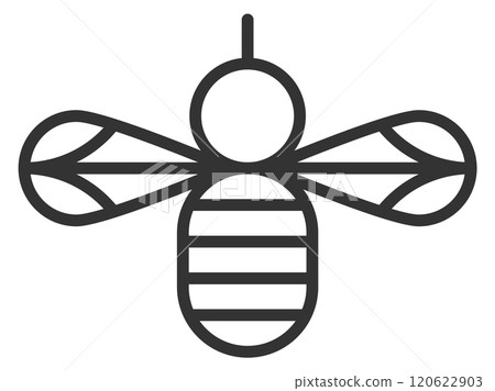 Flying bee line icon. Honey insect symbol 120622903