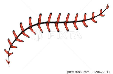 Baseball stitch. Softball ball red thread seam Baseball stitch. Softball ball red thread seam 120622917