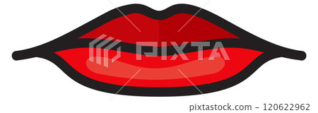 Mouth icon. Red closed lips. Female face part 120622962