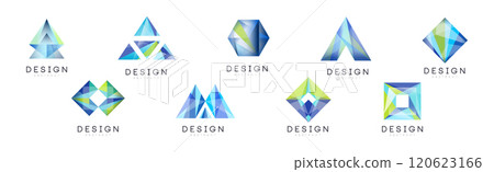 Abstract Geometric Logo Design with Shape and Figure Vector Set 120623166
