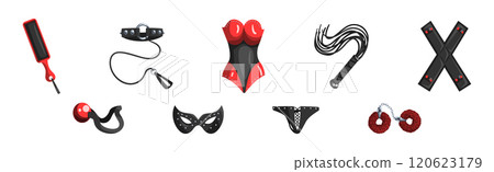 Sex Shop Toys and Accessories for Sexual Pleasure Vector Set 120623179